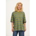 Benny - Oversized Cotton Tee in Blue & Green Trix Stripe
