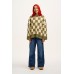Amari - Oversized Knitted Sweater in Green Checkerboard