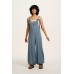 Ali - Baggy Waffle Cotton Dungarees in Blue Mist