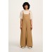 Ali - Baggy Waffle Cotton Dungarees in Tan