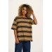 Benny - Oversized Cotton Tee in Midnight Stripe
