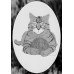 4" x 6" Oval Cat with Yarn Etched Glass Decal | (Static Cling)
