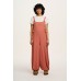 Ali - Baggy Waffle Cotton Dungarees in Rose Bud Pink