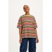 Benny - Oversized Cotton Tee in Rainbow & Ecru Stripe